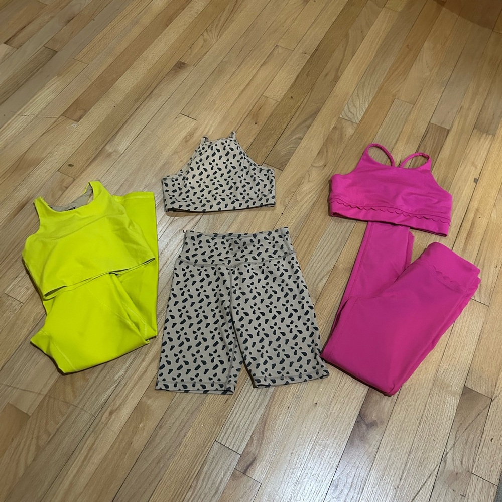 Zella Kids Matching Sets - Neon Yellow, Pink, and Beige - BUNDLE Sz10-12